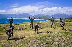 soldiers exercising outside